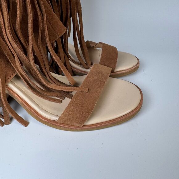 Koolaburra by UGG Fringe Suede Wedge Sandals Size 8.5 Brown Leather Western Boho - Picture 5 of 10
